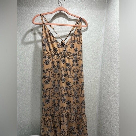 For Love & Lemons Pia Floral Low Back V neck Halter Midi Dress Size S - Picture 2 of 6